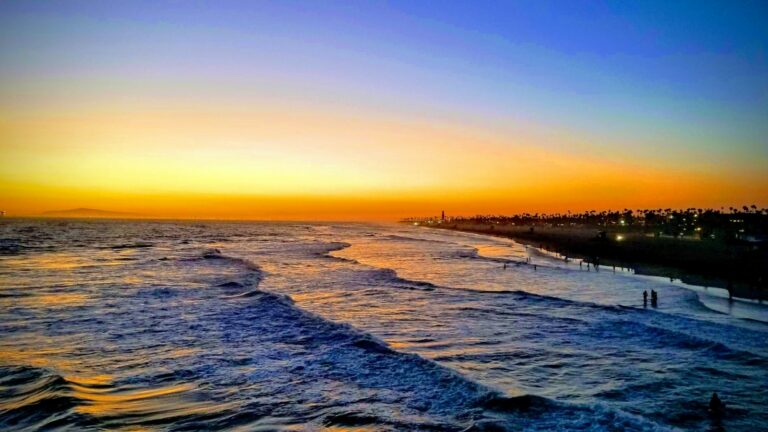A coastal sunset viewed from the pier in Southern California.