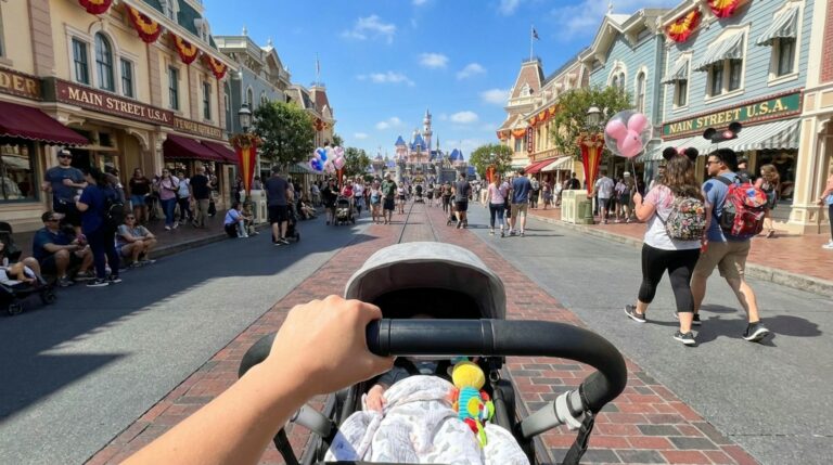 A stroller on Main Street at Disneyland Resort in California.